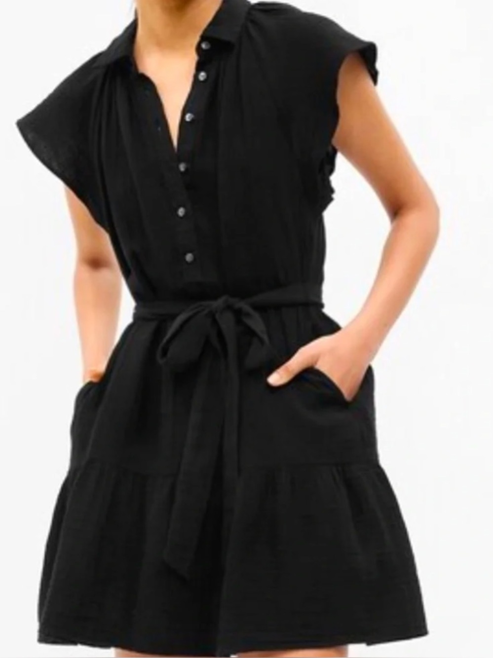 Gap Gauzy Flutter Sleeve Tiered Dress WITHOUT tie - Size XXL